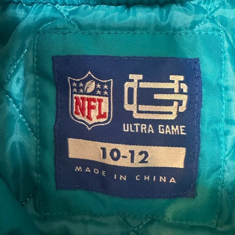 Miami Dolphins NFL Football Youth 10-12 Jacket Longsleeve Snap Aqua Orange